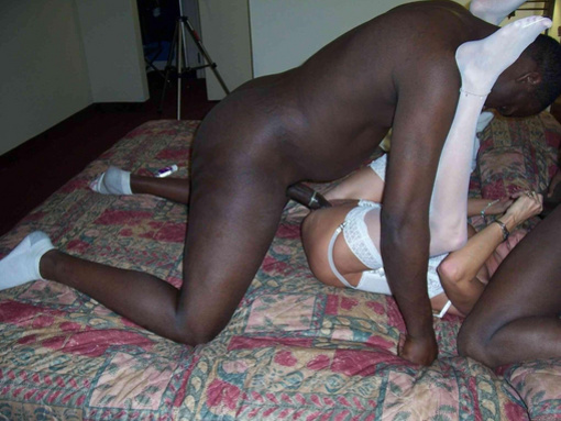 Photo Interracial Threesome Sex Wife with Two Black Men